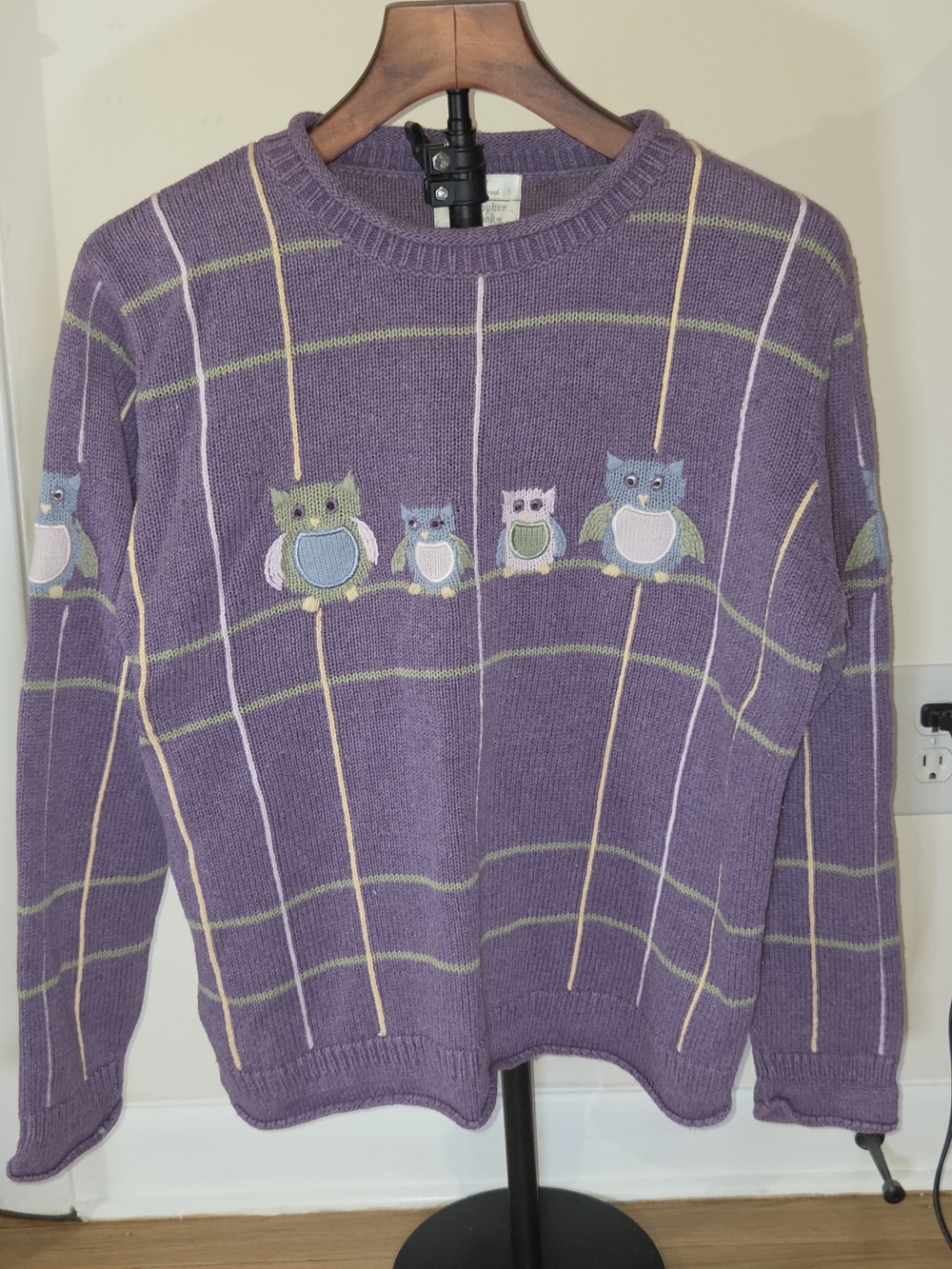 Vintage Christopher & Banks Purple Owl Sweater Medium Cottagecore